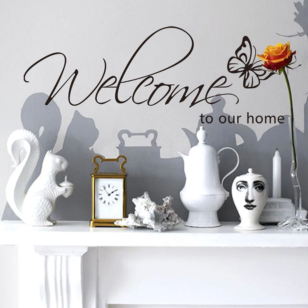 New Removable Welcome To Our Home Quote Butterfly Wall Decal Sticker Home Decor
