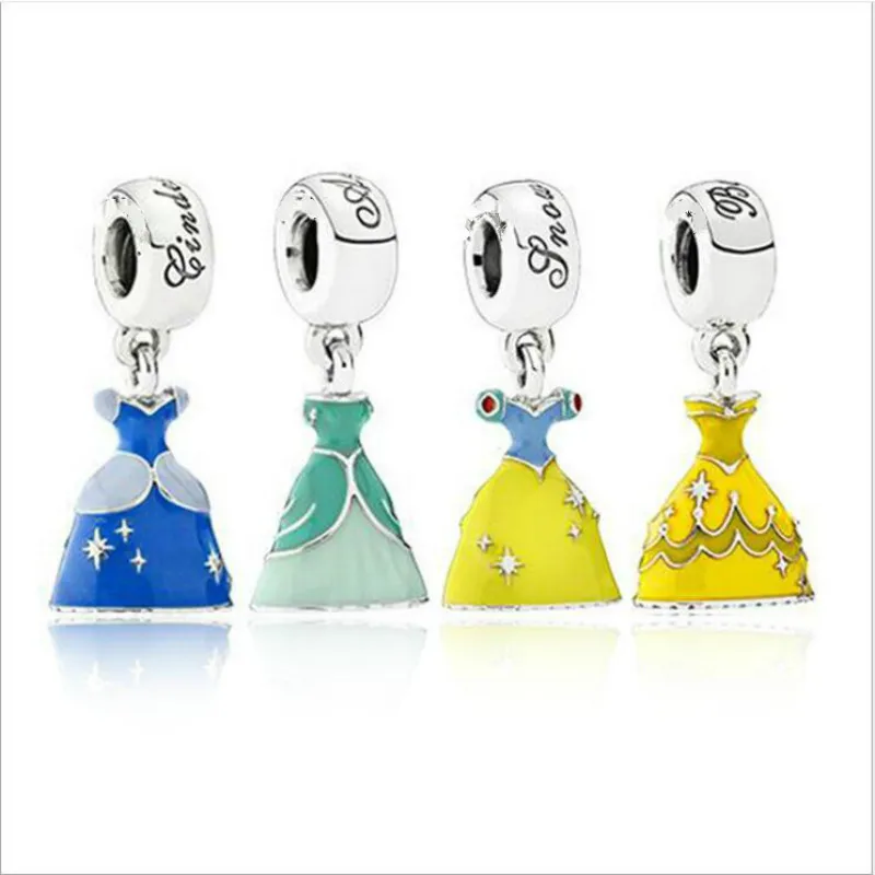 

Fits Pandora female Charm Europe and America jewelry 925 sterling silver Bracelets DIY enamel bead Cinderella of clothes Pendant