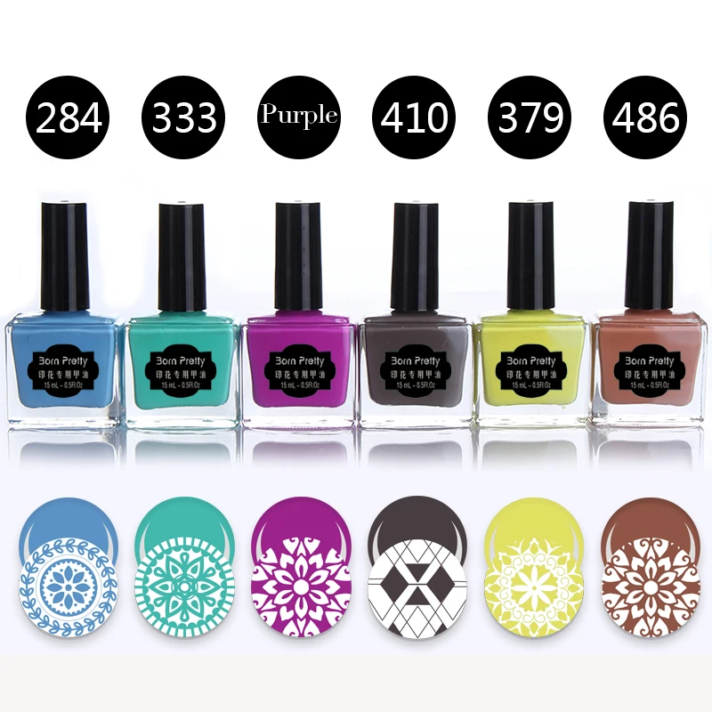 BORN PRETTY 15ML Colorful 6 Bottles Stamping Polish Manicure Nail Art Printing Polish for Stamping Plate DIY Nail Decoration Set born pretty 15ml colorful 6 bottles stamping polish manicure nail art printing polish for stamping plate diy nail decoration set