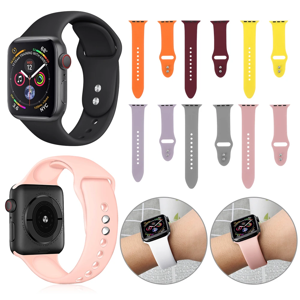 1 шт. модный силиконовый спортивный браслет с цветочным принтом для Apple Watch Series 4/3/2/1