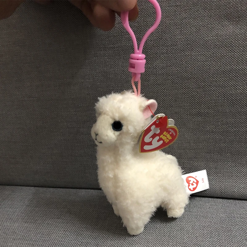 

Ty Beanie Boos Big Eyes Plush Keychain Toy Doll White llama Alpaca With Tag 4" 10cm