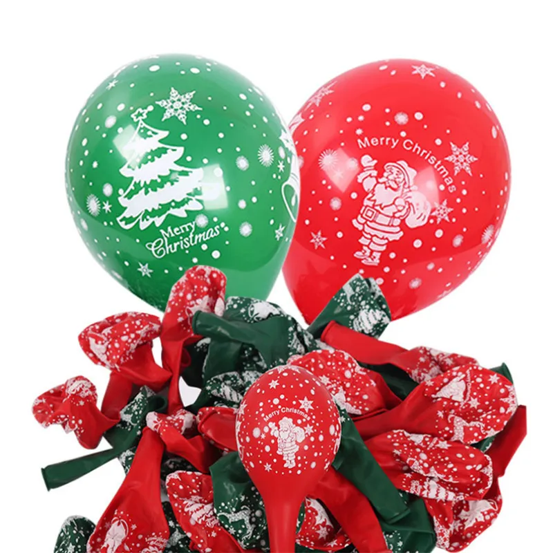 

10pcs 10 inch Merry Christmas Printed Latex Balloons Christmas Tree Santa Claus Balloon Christmas Day Decoration Party Supplies