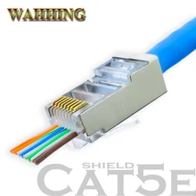 50pcs rj45 connector Cat5 cat5e network connector 8P8C metal shielded modular EZ rj45 plug terminals have hole HY1550 50pcs rj45 connector Cat5 cat5e network connector 8P8C metal shielded modular EZ rj45 plug terminals have hole HY1550