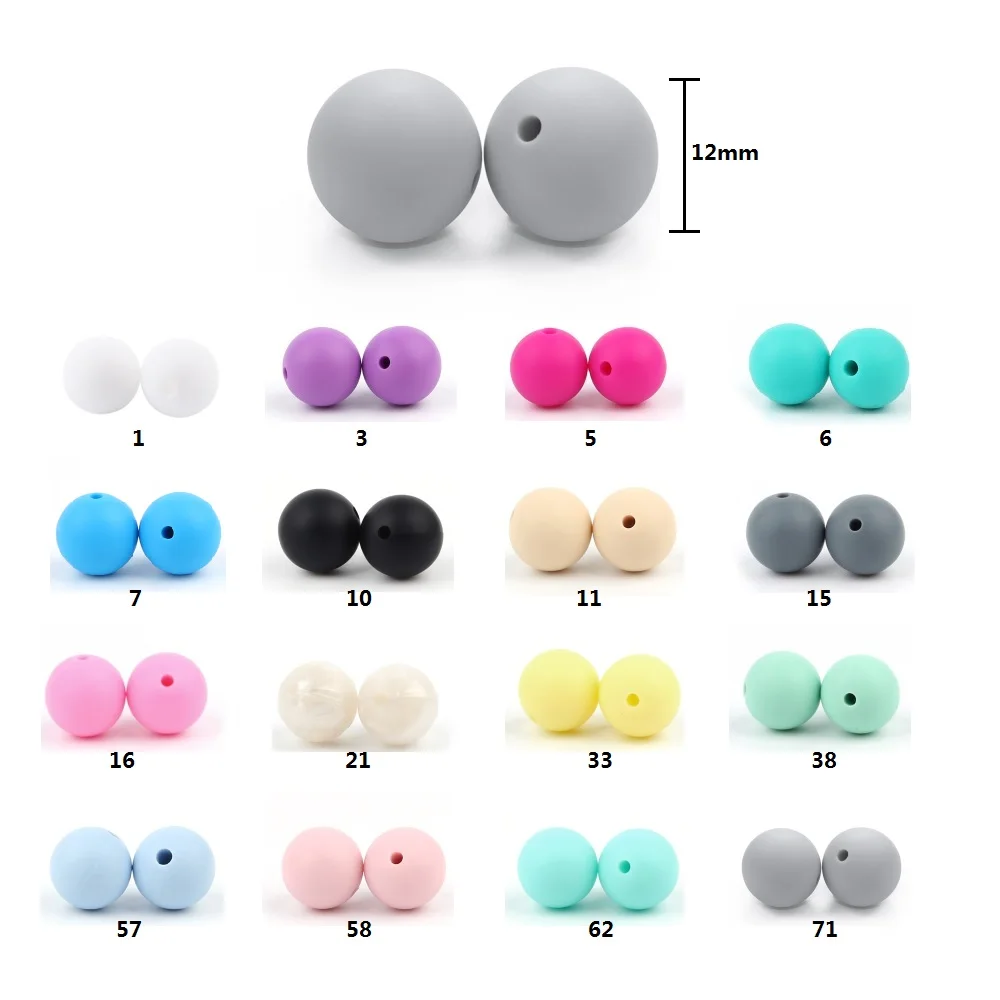 BOBO.BOX 300pcs Silicone Beads 12mm Food Grade Baby Teethers Beads Round Pacifier Chain Accessories Baby Silicone Teething Toys