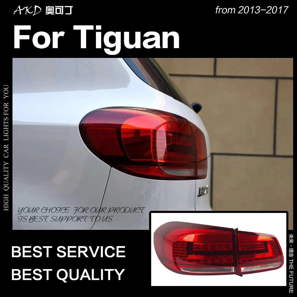 AKD автомобильный Стайлинг для VW Tiguan задние фонари 2013- Tiguan светодиодный задний фонарь светодиодный DRL Dynami сигнал тормоза заднего хода авто аксессуары