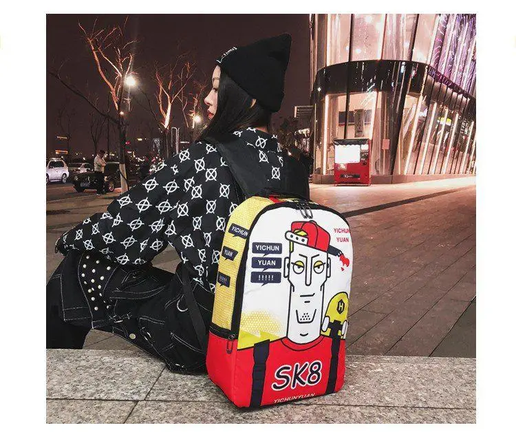 Новинка, забавная Индивидуальная сумка в стиле хип-хоп, Оксфорд, сумка через плечо, Harajuku Ulzzang, уличный рюкзак для мужчин и женщин - Цвет: picture four