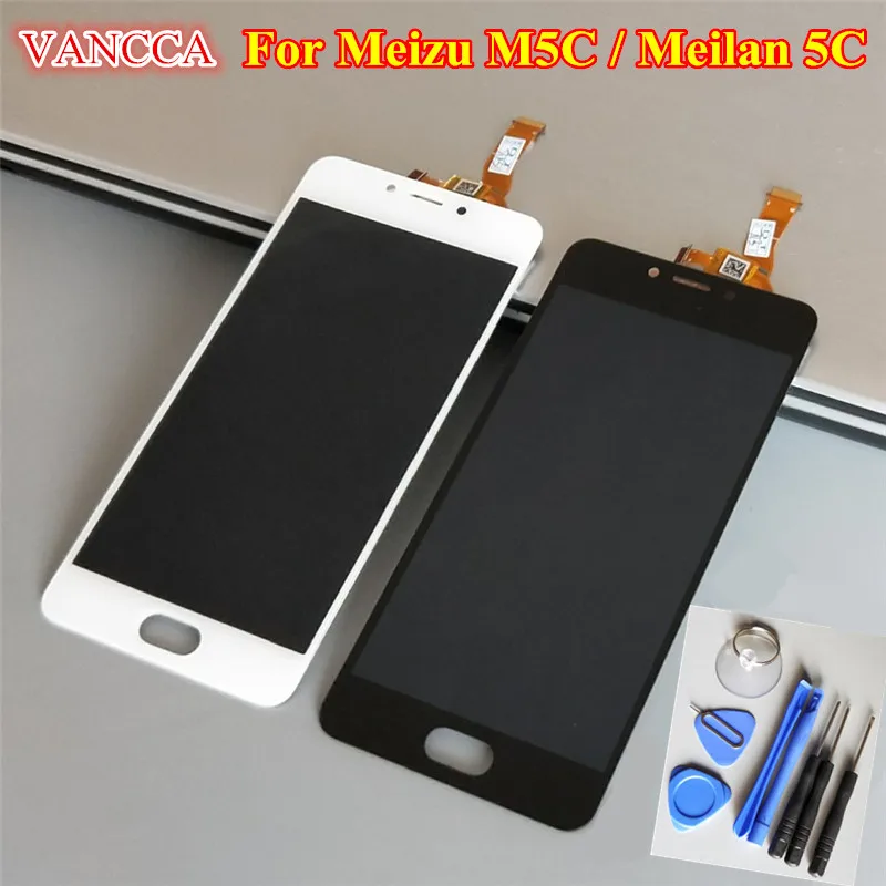 

High Quality New Digitizer Touch Screen 5.0 inch LCD Display Assembly For Meizu M5C / Meilan 5C Black White Color Free Tools