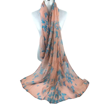 

100*180CM Fashion Butterflies Scarves Women's Scarf Long Shawl Spring Chiffon Infinity Scarf Woman foulard femme