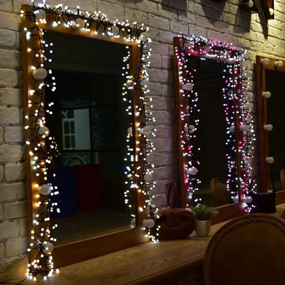 

Waterproof Double Color LED String Lights with 400pcs LED Bulbs 8 Modes Starry Fairy Lights Christmas Lighting Strings Pink/Warm