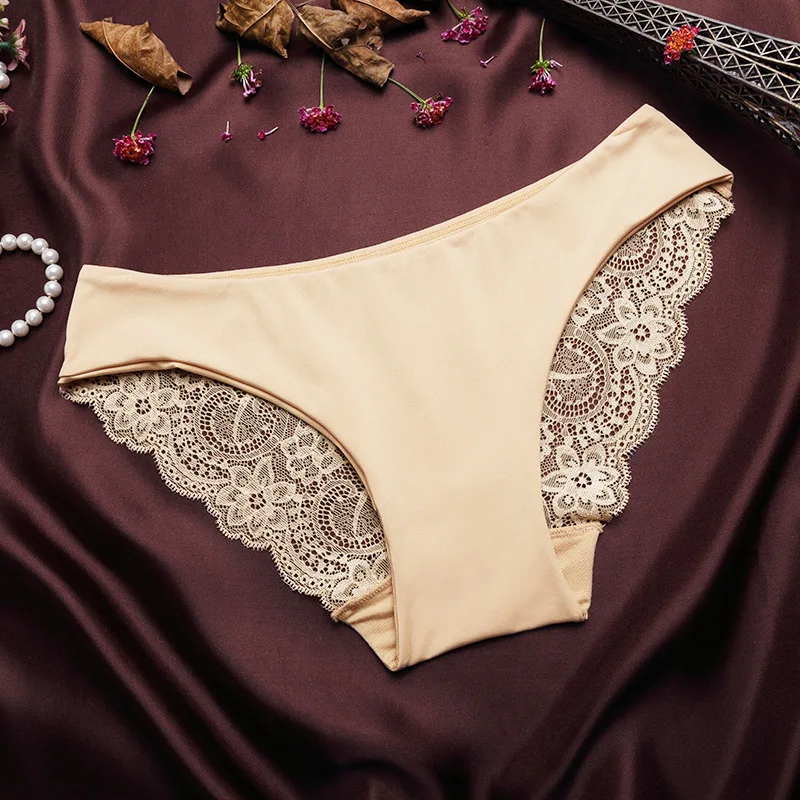 

Ladies Cozy Briefs Fashion Lace Woman Panties Plus Size Low-Rise Cotton Briefs Transparent Lingerie Drop Shipping