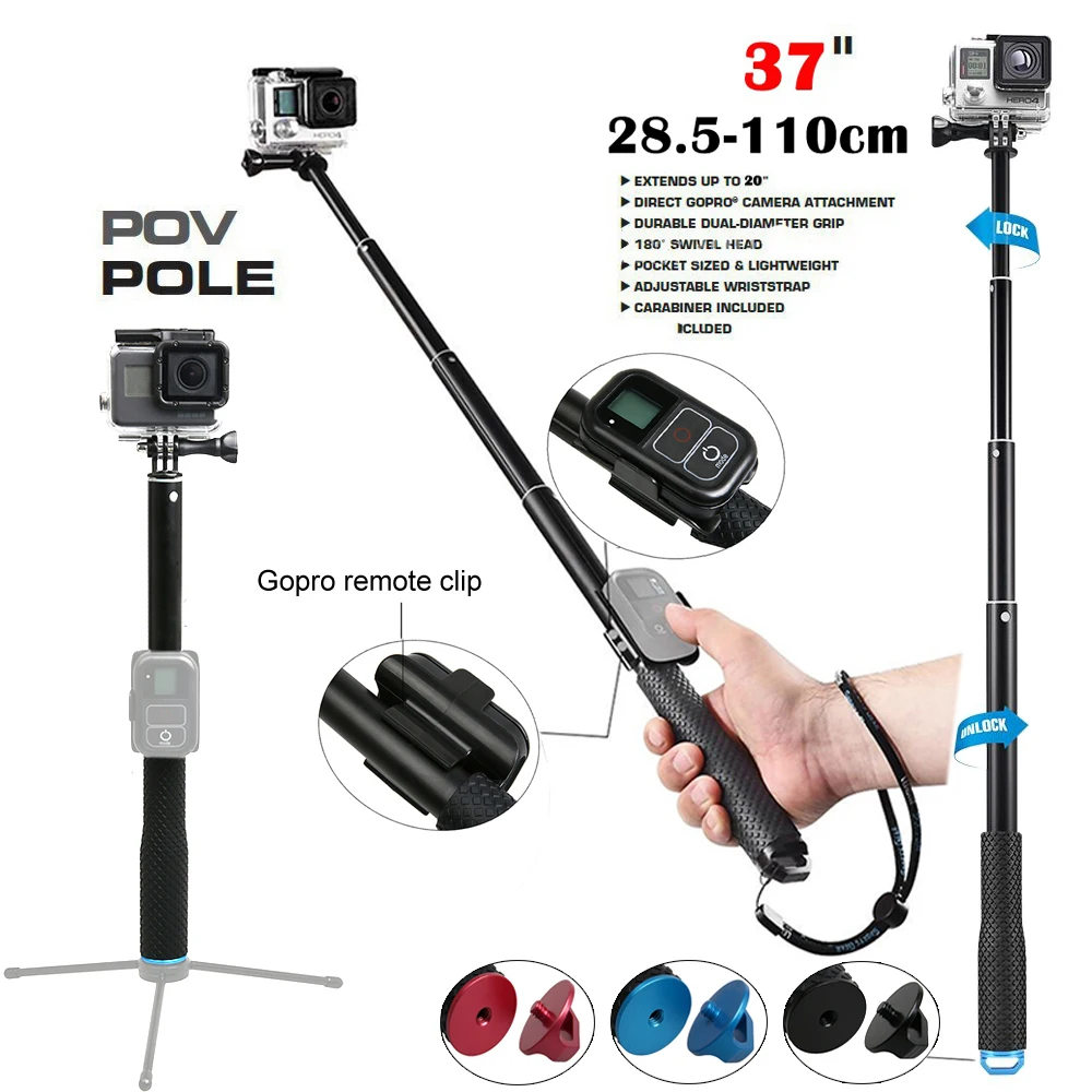 

Go pro selfie stick Extendable Aluminum Handheld Monopod for GoPro Hero7 6 Hero5 4 3+ SJCAM Xiaomi yi action camera Accessories