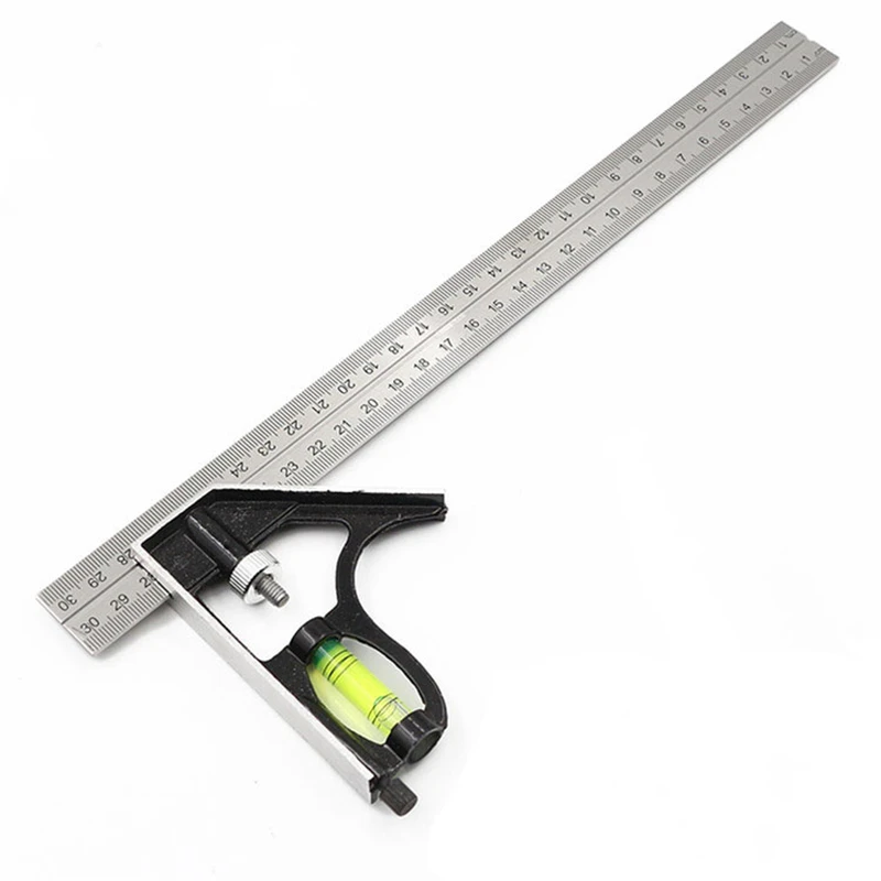 

300mm(12'')Adjustable Engineer Combination Try Square Set Right Angle Ruler Stainless Steel Multi-functional Measuring Tool New
