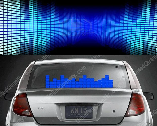 50*16 Blue Sound Music Activated Car Sticker DC 12V Equalizer Light EL