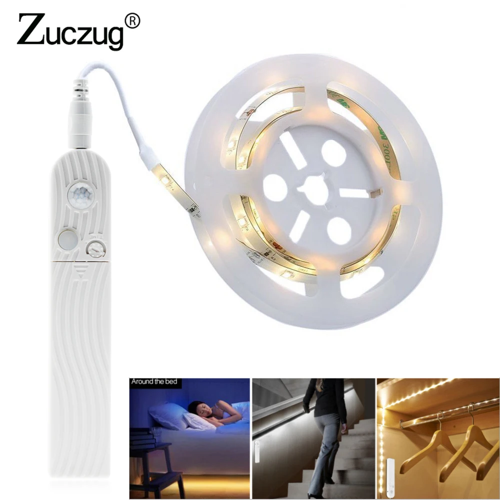 

PIR Motion Sensor Switch LED Strip Set 1M 2M 3M DC12V 5M SMD2835 LED Under Bed Light Bedroom Night Lights White/Warm White