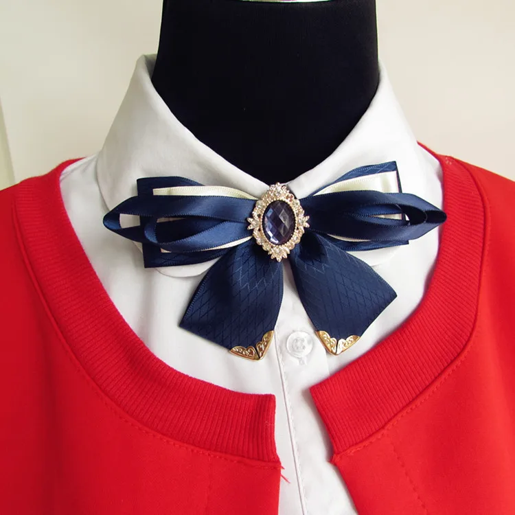 

Free shipping new MALE men's fashion 2017 Japanese black ribbon rope school uniforms bow female Headdress work bow tie blue