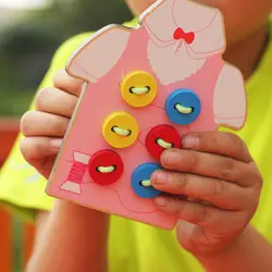 1 шт. Kingergarden Обучение ручной работы DIY носить кнопку шнуровки бусины Детские деревянные игрушки Обучающие игрушки Монтессори детей
