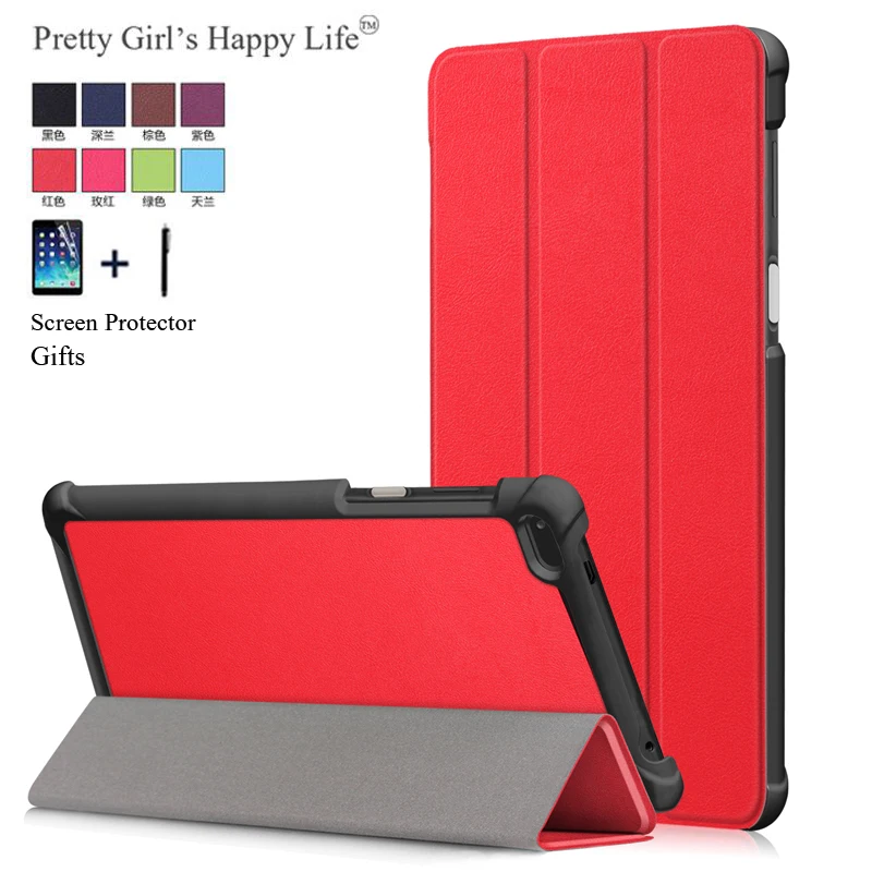 

For Lenovo Tab 7 TB-7504F Tablet Case Cover For Lenovo Tab 4 7 TB-7504X/F/N Smart Flip Leather Stand Capa Fundas+Stylus Film