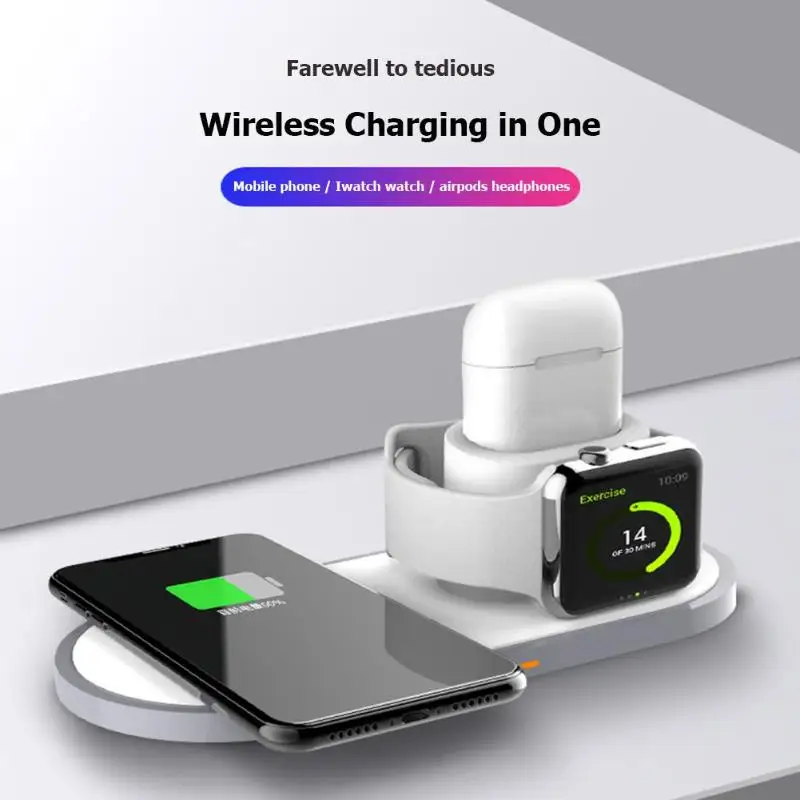 

3 in 1 Qi Fast Wireless Charger Pad Holder Fast Wireless Charging Docking Station for Samsung iPhone Airpods Apple Watch/ iWatch