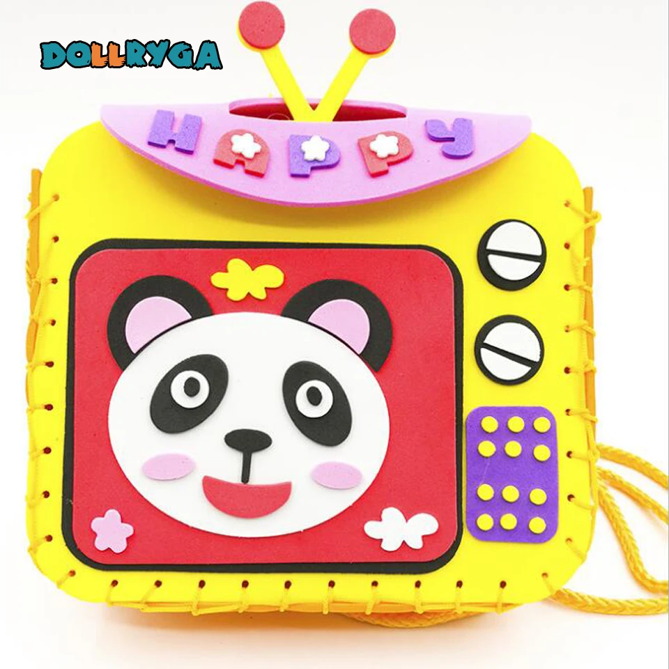 Cartoon Crossbody Bag DIY Applique Bag Children Handmade Non-woven Cloth Cartoon Animal Flower Bag Craft Art Craft Gift 1PCS