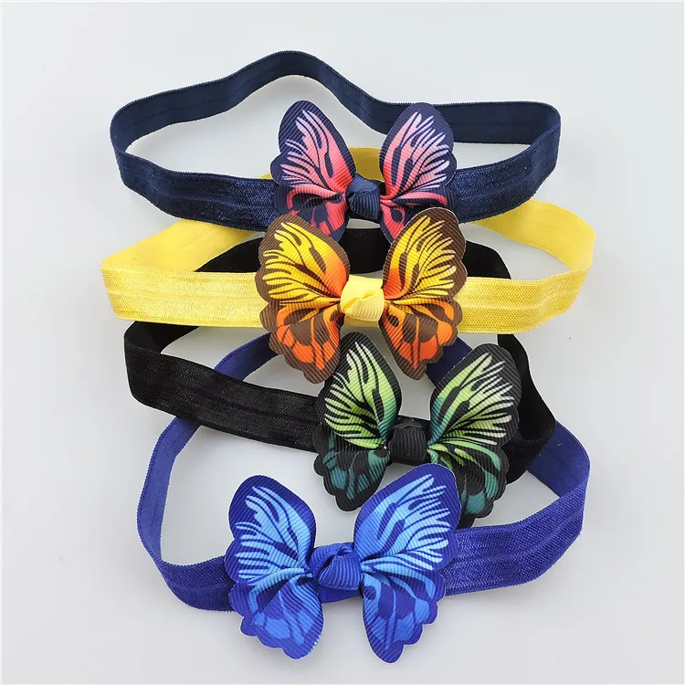 Summer Butterfly girls kids elastic hair head bands headband for