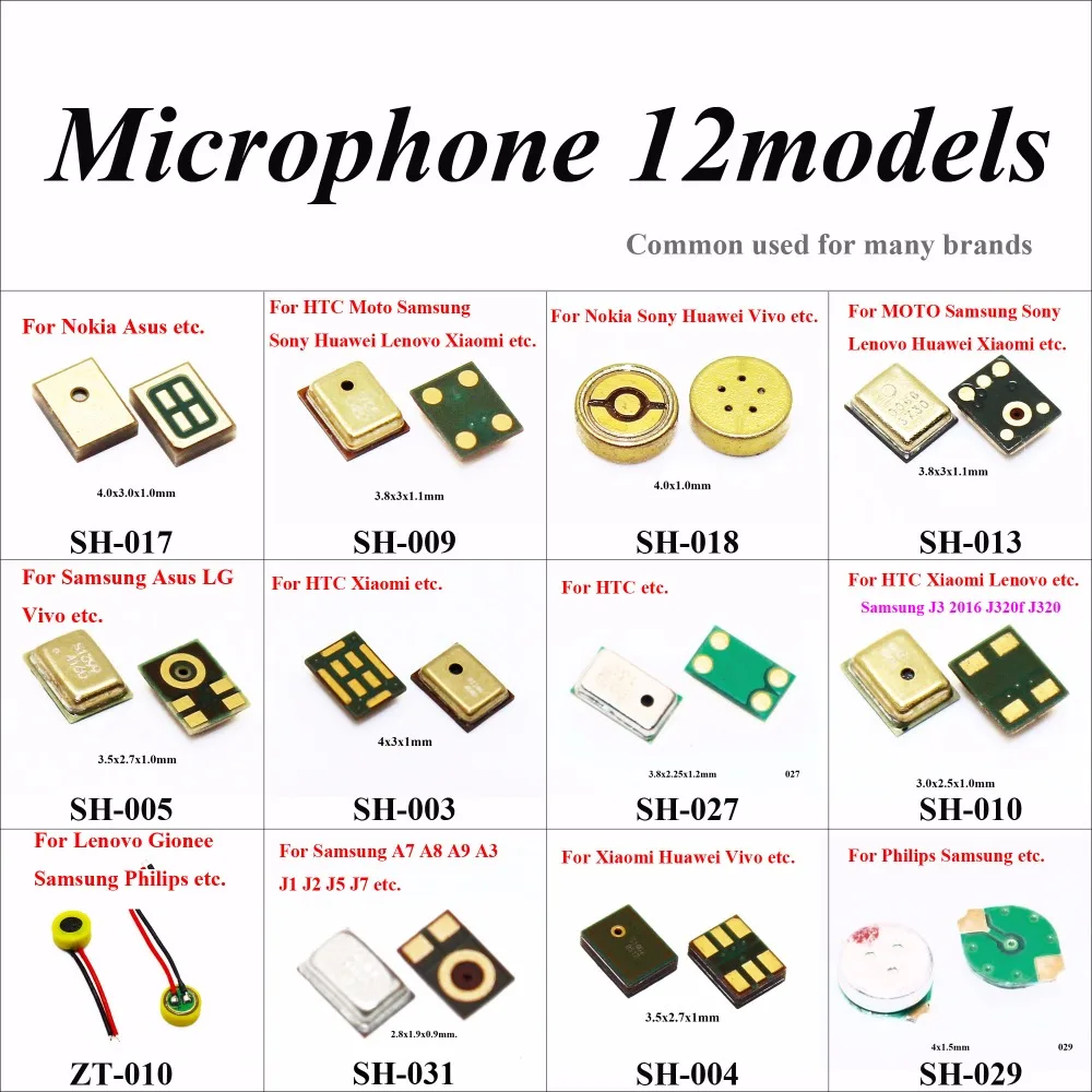 Chengaoran – Microphone intérieur, micro, pour Samsung Note 3, Xiaomi 4, 4C, 4i, Redmi, Huawei P8, HTC, MOTO G, Lenovo S850, Asus, Nokia, Gionee