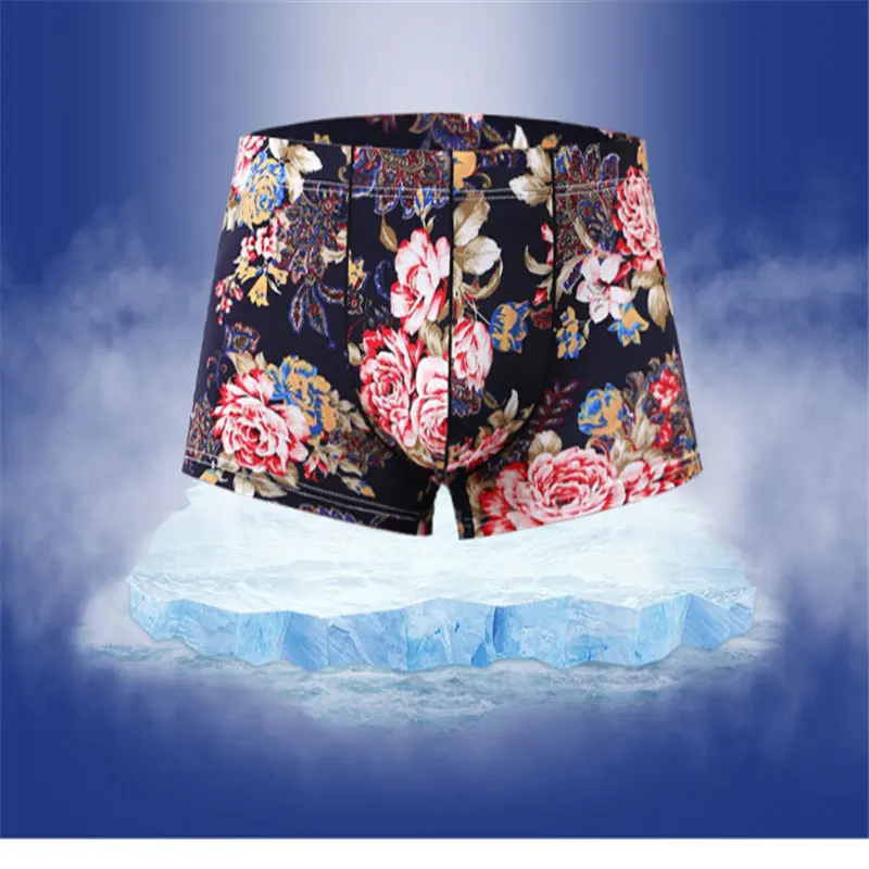M L XL XXL Для мужчин нижнее белье Лето Ice Шелковый мужской Боксер Sexy дышащие