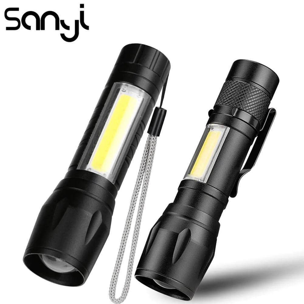 

SANYI 4 Mode Flashlight Power by AA Battery Portable Lantern XPE COB Torch 3800 LM Linternas Camping Hunting Lighting