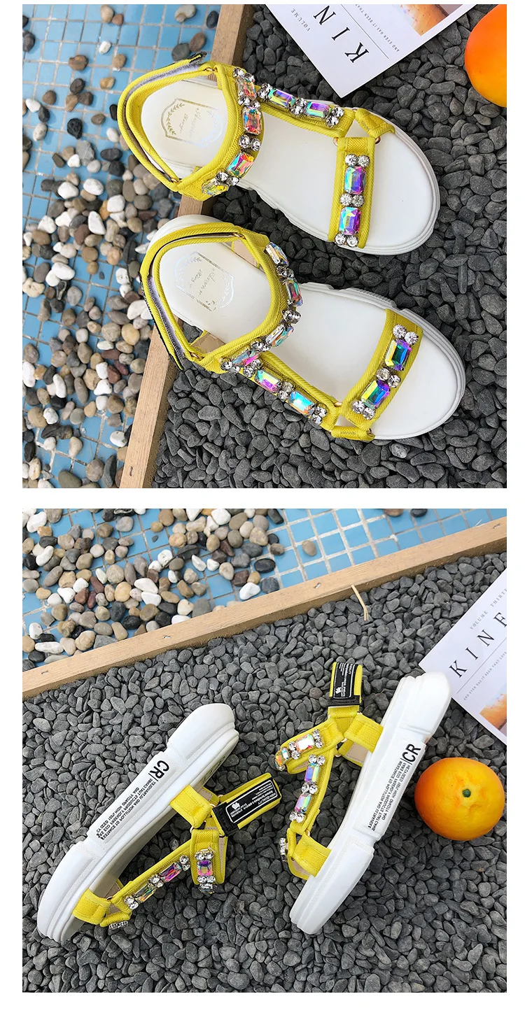 New Fashion Rhinestone Women Sandals 2019 Breathable Comfortable Non-slip Ladies Walking Summer Beach Sandals Shoes Scarpe Donna