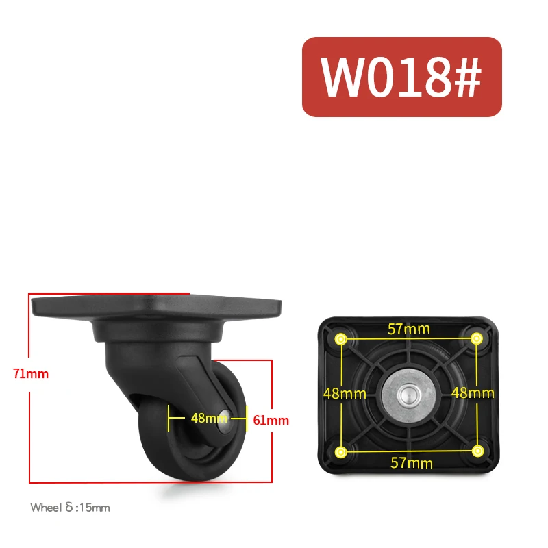 Багажная сумка на колесиках колеса Ремонт Универсальный Дорожный чемодан Запчасти Аксессуары ssuitcase карты прокатки запасные колеса для чемодана - Цвет: W018(2 Wheels)Black