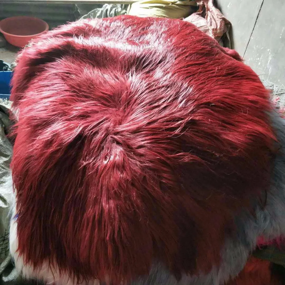 China Factory Cheap curly long hair mongolian goat fur skinin Fur from