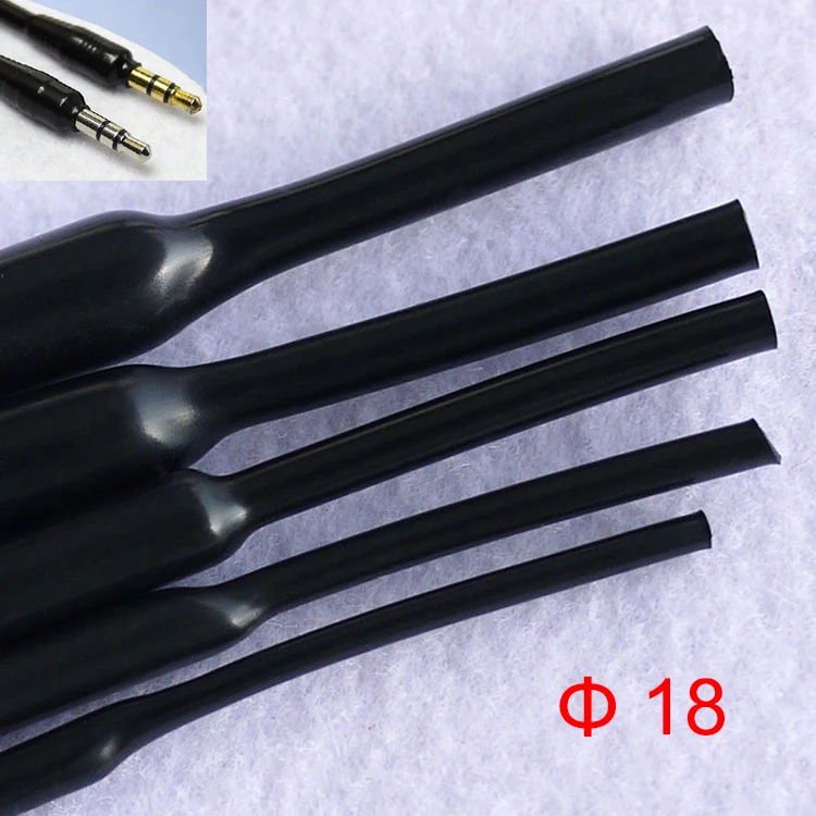 

2M 18mm Dia 2:1 Ratio Soft Flexible Black Gloss Non Halogen Headphone Line Audio Cable Sleeve Heat Shrinkable Tubing Shrink Tube