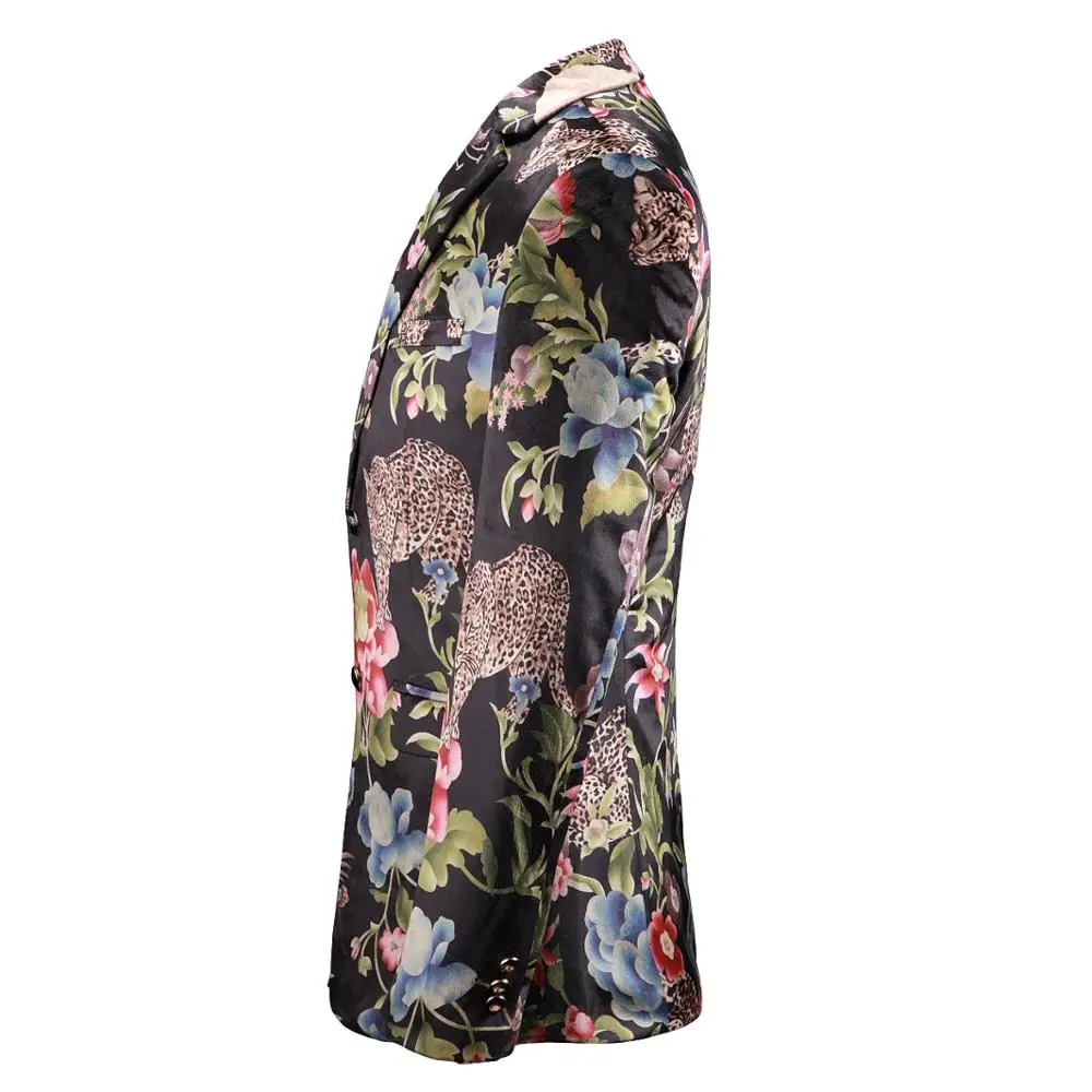 PAULKONTE 2019 New Flower Print Jacket For Men Suit Top Fashion High Quality Nightclub Wedding Mostly Male Blazer Man'S Jacket