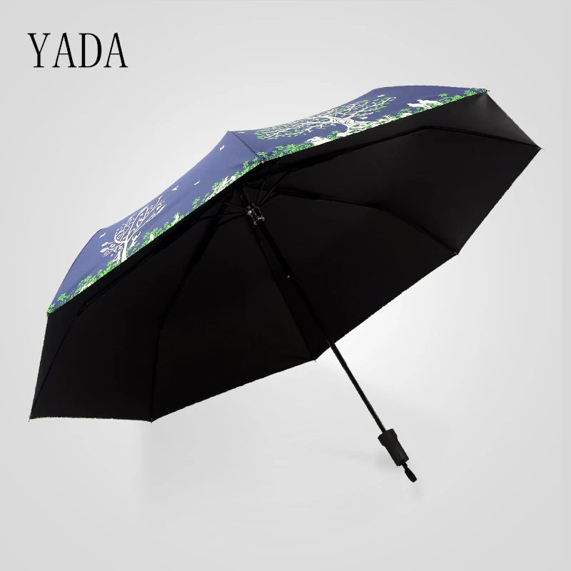 

YADA Fashion Blue Color love Life Tree Folding Charms Umbrella Rain Women Uv Umbrella Car For Womens Windproof Umbrellas YS033