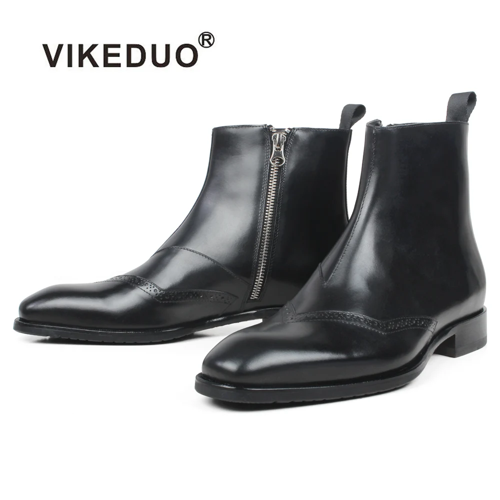 VIKEDUO/кожаные ботинки до середины икры с перфорацией типа броги Мужская