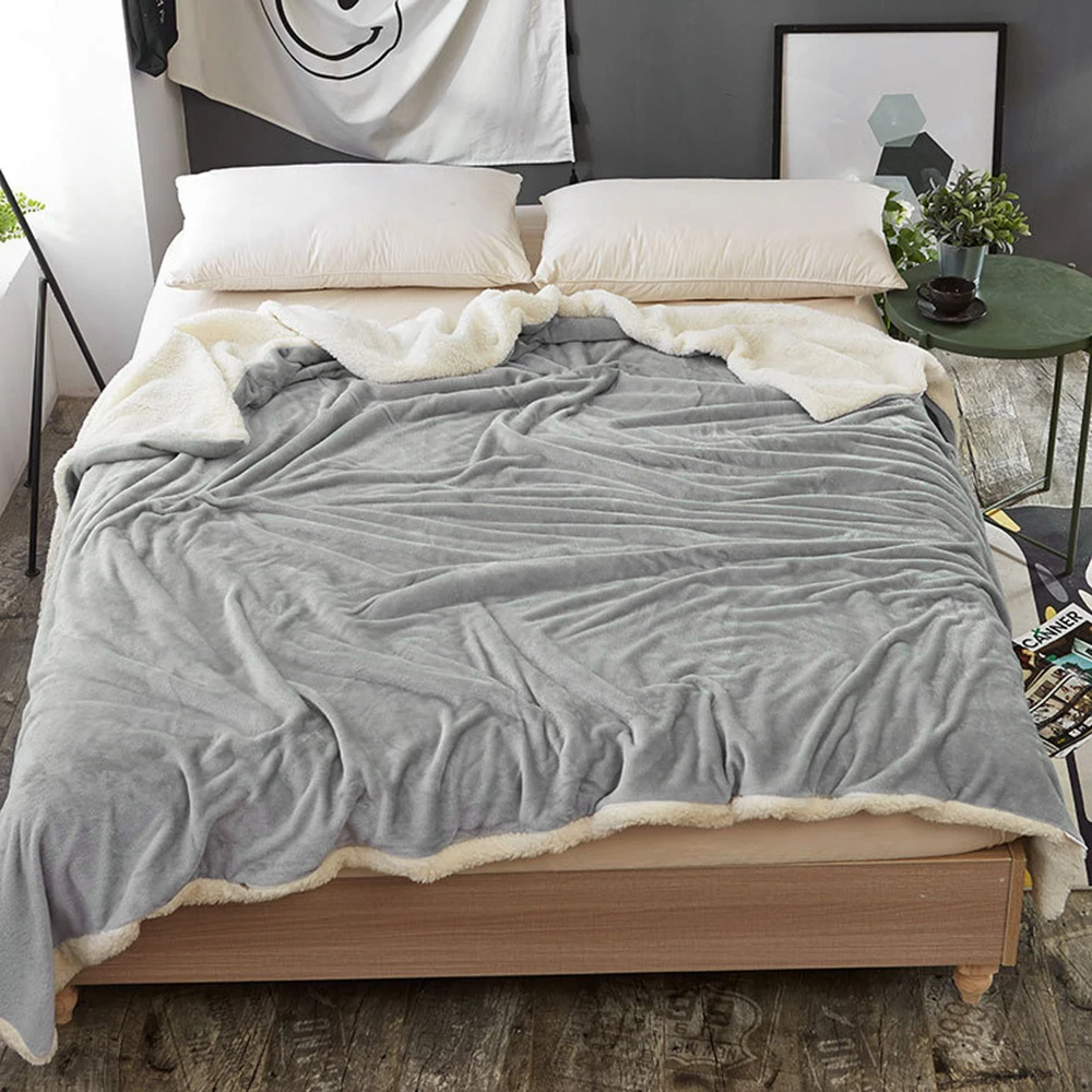 

Double layer Blanket Thick Soft Throw Blanket on Sofa Bed Plane Travel Plaids Adult Home Textile
