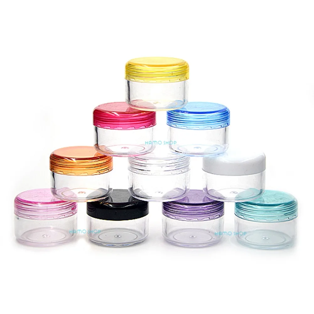 

20pcs 5g Mix 10 Colors Round Small Plastic Sample Mini Bottle Jars Vial Cosmetic Portable Empty Container