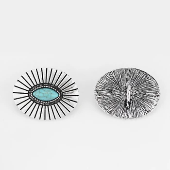 

5pcs Sliver Retro Zinc Alloy Oval/Round Turquoise Daisy Flowers Decorative Buttons Charms DIY Hair Bracelet Jewelry Accessories