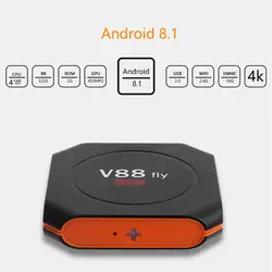 Android tv box 8,1 V88 fly RK3328 tv box 2 ГБ оперативной памяти 16 ГБ rom Bluetooth 4,0 netflix youtube smart tv box для android 8,1 медиаплеера