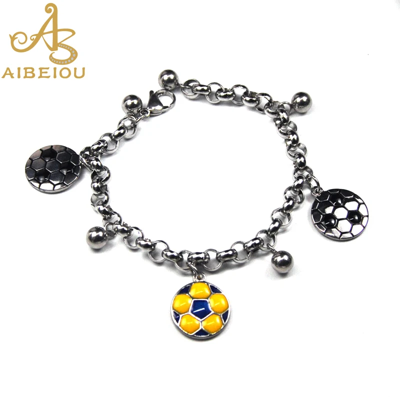 Aibeiou футбольная Подвеска из нержавеющей стали rolo chain braclelet для Кубка мира горячая