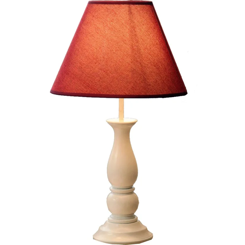 

American Style Creative Roman Column White Color Resin Body Table Lamp Linen Shade For Home Decoration Desk Light 49x27.5x12cm