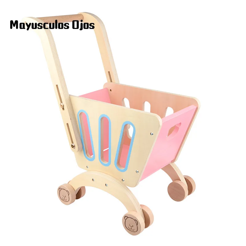 carrito compra juguete madera