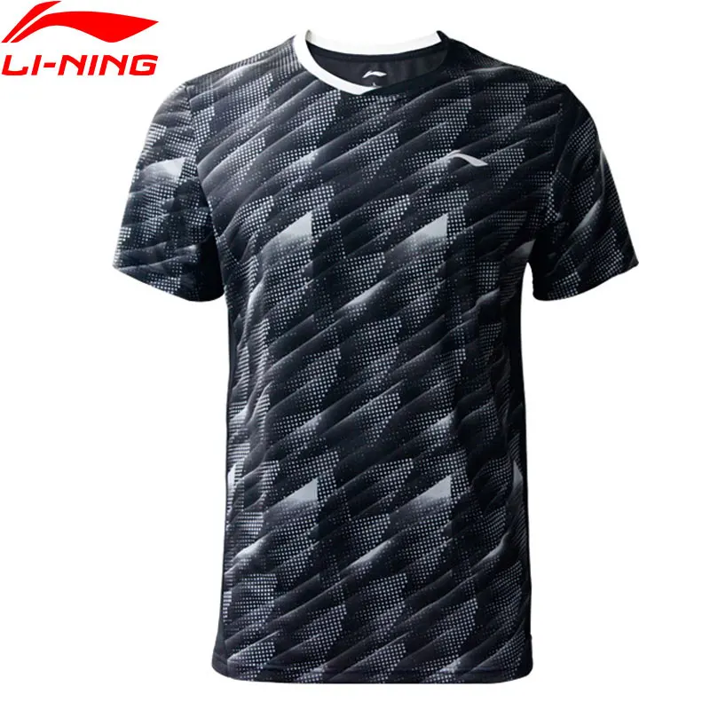 Li-Ning, мужские футболки для соревнований по бадминтону, 88% полиэстер, 12% спандекс, командная одежда, подкладка на сухой основе, спортивные футболки AAYP063 CAMJ19