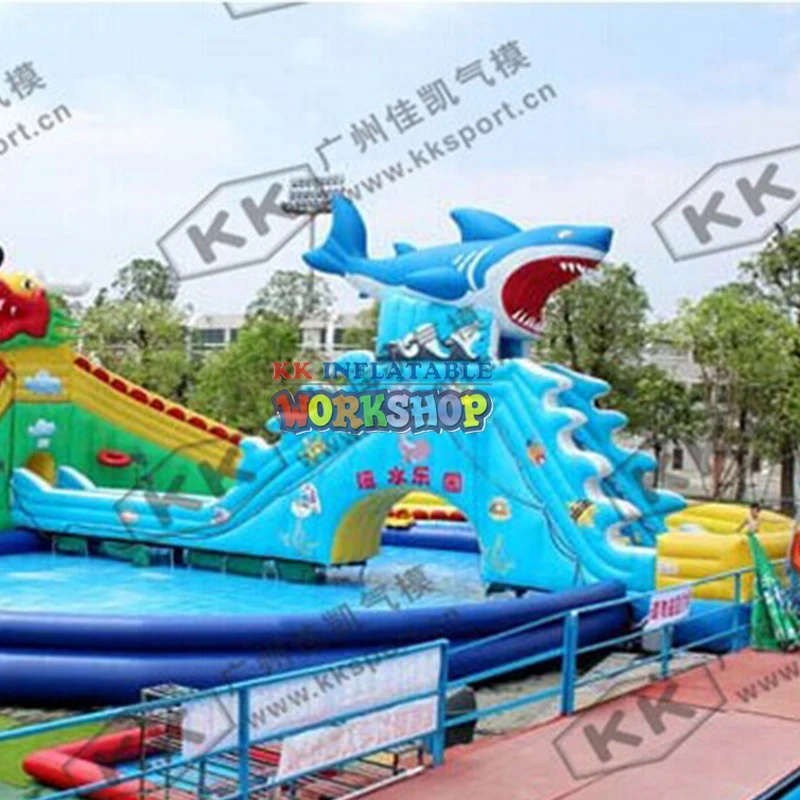 inflatable shark water slide