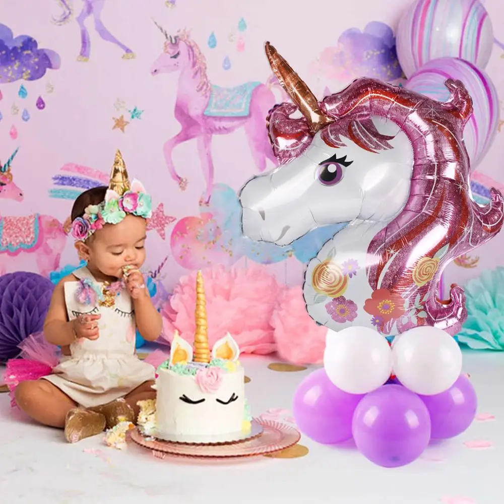 

HUIRAN Unicorn Foil Balloons Unicorn Birthday Party Decorations Kids Balloon Unicorn Party Supplies Ballons Baby Shower Decor