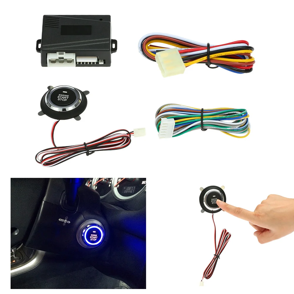 

Car alarm Auto Engine Push With Auto Start Stop Button Ignition Remote Starter for starline Central Locking with Remote Control