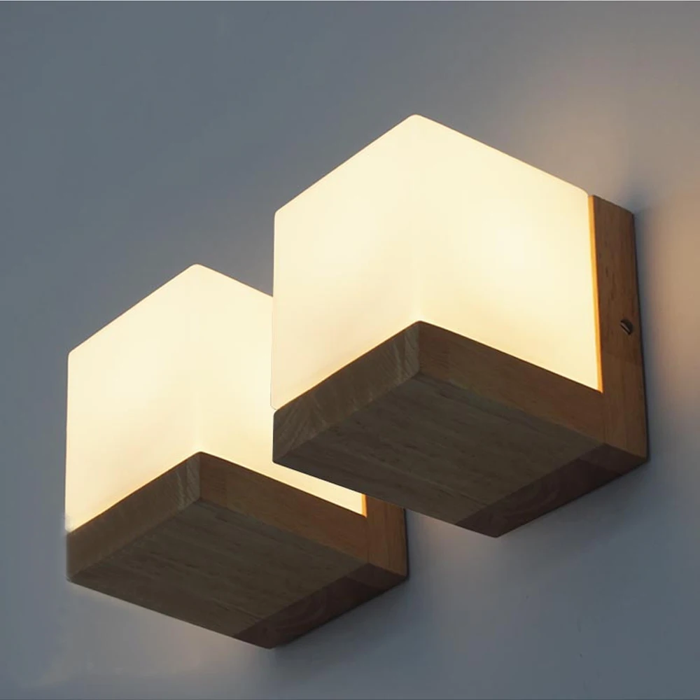 madera de roble moderno lmparas de pared cubo azcar lmparas hade dormitorio pared aplique de pared casero loto lmparas interior iluminacin en led - Lamparas De Pared madera de roble moderno lmparas de pared cubo azcar lmparas hade dormitorio pared aplique de pared casero loto lmparas interior iluminacin en led - Lamparas De Pared