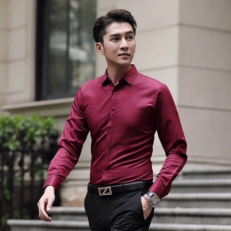 2019 Men's Slim Fit Long Sleeve Shirt Male Leisure Shirt Social Business Dress Shirt Brand 17 color Clothing Soft Comfortable 2019 Men's Slim Fit Long Sleeve Shirt Male Leisure Shirt Social Business Dress Shirt Brand 17 color Clothing Soft Comfortable
