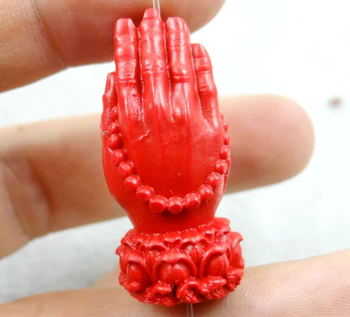 

34*16MM Chinese Red Organic Cinnabar pendant necklace Bergamot hand-carve G4