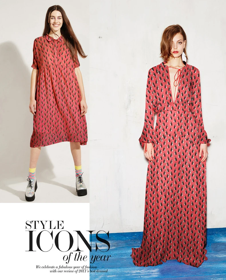 New silk gauze red tone cute little penguin perspective thin section