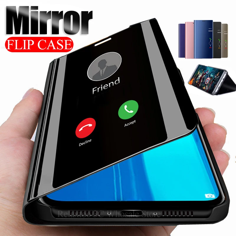 

luxury Mirror Case For huawei y9 prime 2019 y5 y6 2018 y7 pro stand Flip case on huavei huawe huawey y 5 6 7 9 cover book coque